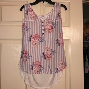 Candie’s Purple Striped Floral Tank